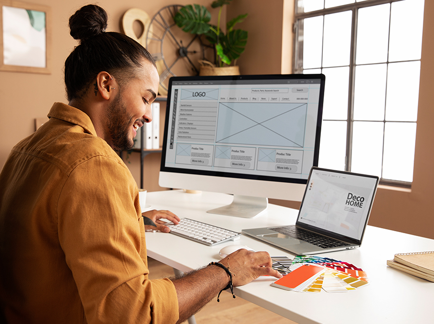Person looking through glass